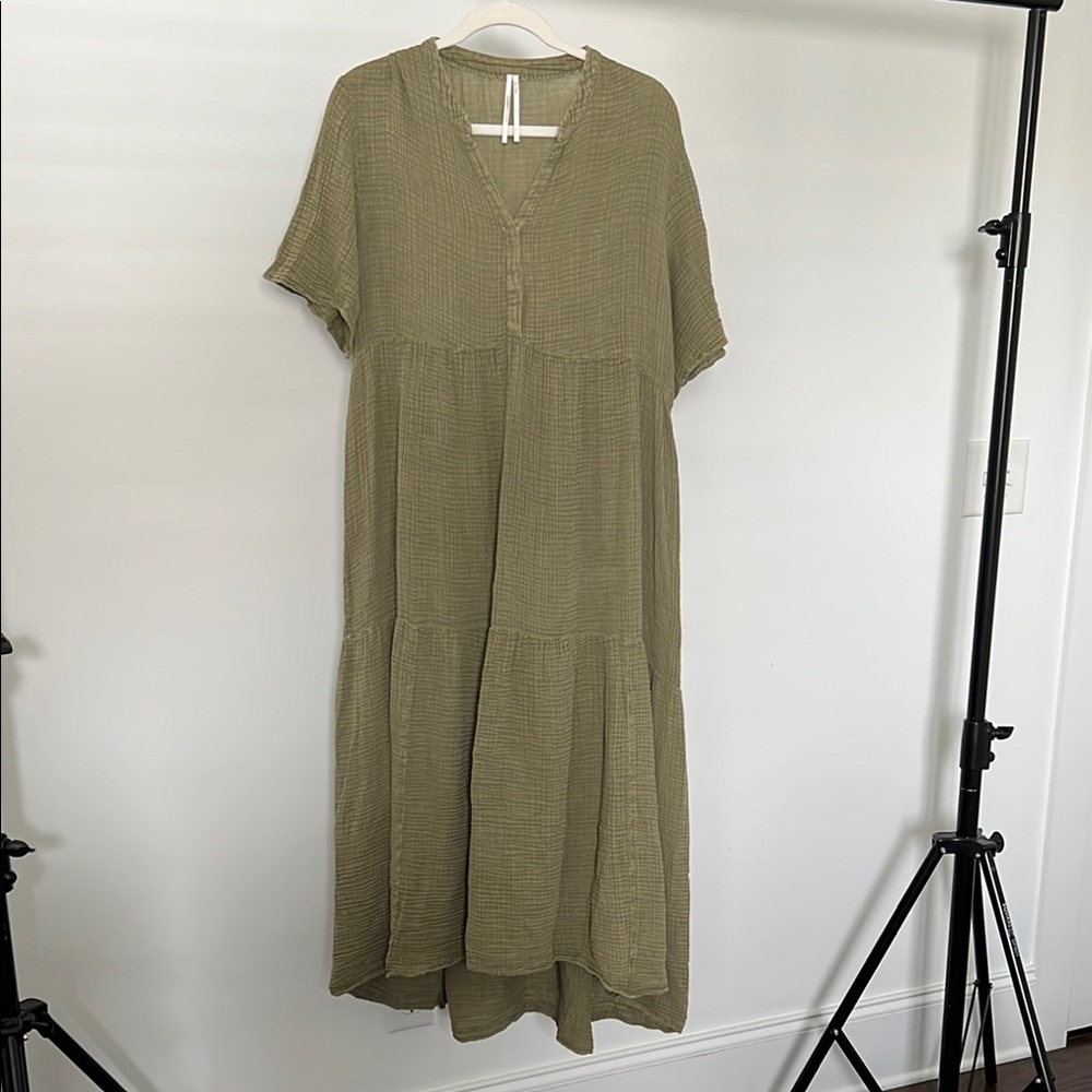 Anthropologie - by Anthropologie Flowy Maxi Dress (color Moss)